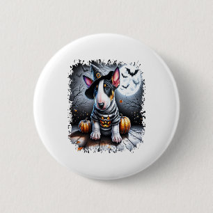 Badge Rond 5 Cm Bull Terrier Chien Halloween