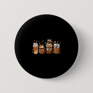 Badge Rond 5 Cm Bulldog Avec Citrouille Spice Latte Automne Café A