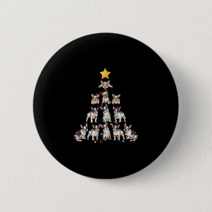 Badge Rond 5 Cm Bulldog Christmas Tree Frenchie Chien Xmas Pjs Paj