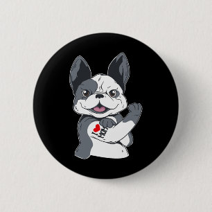 Badge Rond 5 Cm Bulldog Funny J'aime maman tatouage