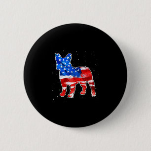 Badge Rond 5 Cm Bulldog Tie Dye Drapeau Américain Patriotique 4 Ju