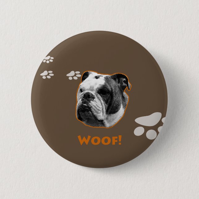 Badge Rond 5 Cm Bulldog Woof (Devant)