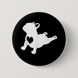 Badge Rond 5 Cm Bulldog Yoga Pose Love Heart Workout