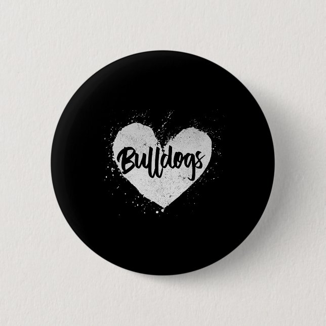 Badge Rond 5 Cm Bulldogs - Coeur Amoureux des chiens Animal éleveu (Devant)