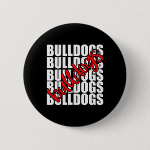 Badge Rond 5 Cm Bulldogs Red School Sports Fan Team Spirit