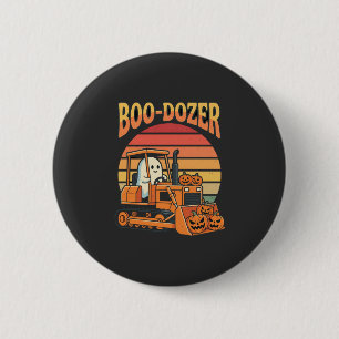 Badge Rond 5 Cm Bulldozer fantôme de Halloween Boo-Dozer Citrouill