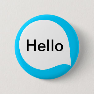 Badge Rond 5 Cm Bulle de mots - Blanc sur bleu ciel
