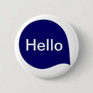 Badge Rond 5 Cm Bulle de mots - Bleu de marine profonde sur blanc