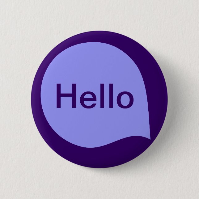 Badge Rond 5 Cm Bulle de mots - Bleu pastel sur violet profond (Devant)