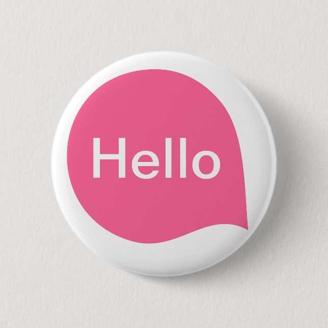 Badge Rond 5 Cm Bulle de mots - Rose profond sur blanc (Devant)