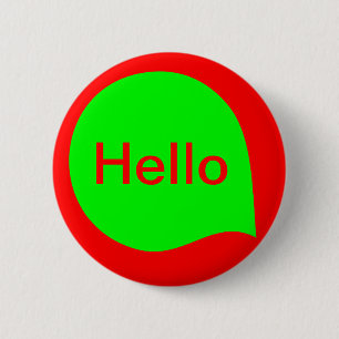 Badge Rond 5 Cm Bulle de mots - Vert sur rouge