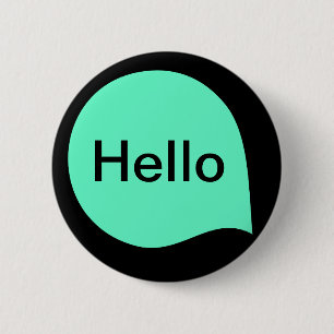 Badge Rond 5 Cm Bulle Word - Turquoise sur Noir