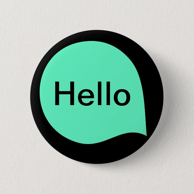 Badge Rond 5 Cm Bulle Word - Turquoise sur Noir (Devant)