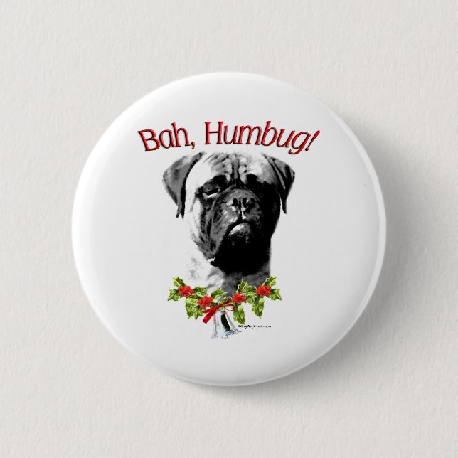 Badge Rond 5 Cm Bullmastiff Bah Humbug - Bouton (Devant)