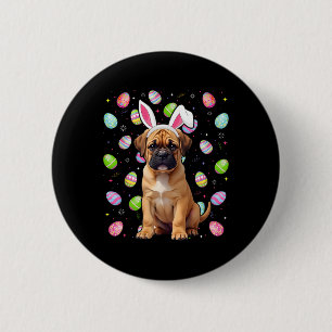 Badge Rond 5 Cm Bullmastiff Chien de Pâques Chasse aux Oeufs Bunny