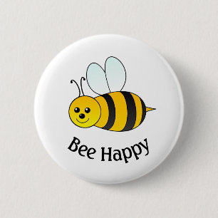 Badge Rond 5 Cm Bumble Bee Heureux