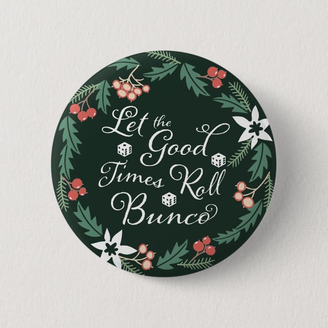 Badge Rond 5 Cm Bunco a laissé le bon vert d'hiver de matrices de (Devant)