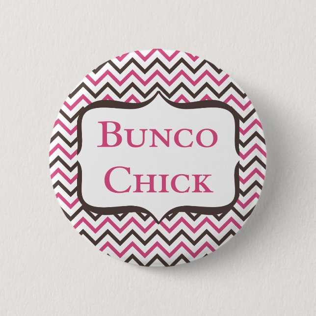 Badge Rond 5 Cm Bunco Chick avec Chevron Design (Devant)