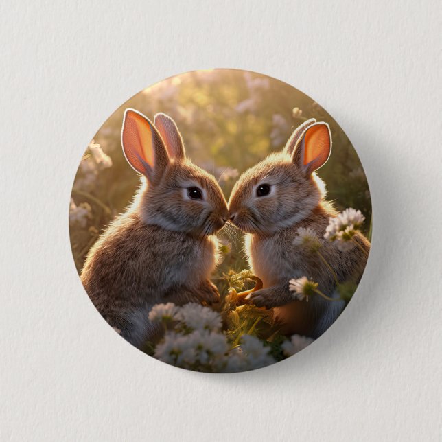 Badge Rond 5 Cm Bunnies adorables dans la conception des prés de p (Devant)