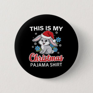 Badge Rond 5 Cm Bunny Christmas Pajama Père Noël Rabbit Lover