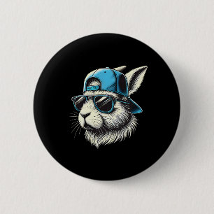 Badge Rond 5 Cm Bunny Face Casquette Sungles Joyeux Jour de Pâques