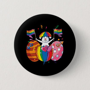 Badge Rond 5 Cm Bunny Lgbt Q Pride Pâques mignonne Rabbit Ally Gay