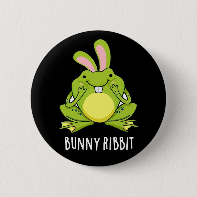 Badge Rond 5 Cm Bunny Ribbit Funky Rabbit Frog Pun Dark BG (Devant)