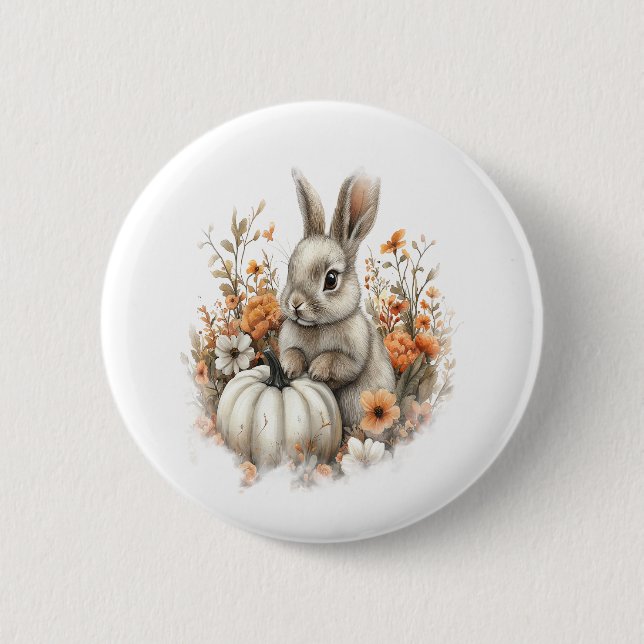 Badge Rond 5 Cm Bunny Shirt Citrouille du pays (Devant)