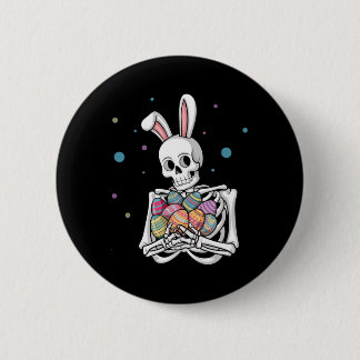 Badge Rond 5 Cm Bunny Skeleton Holding Easter Eggs Funny Easter Da
