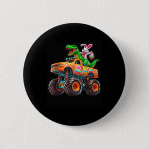 Badge Rond 5 Cm Bunny T-rex Pâques Monster Truck Dino Drôle Garçon