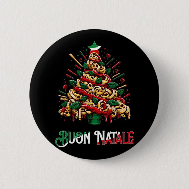 Badge Rond 5 Cm Buon natale italie pâtes noël arbre xmas (Devant)