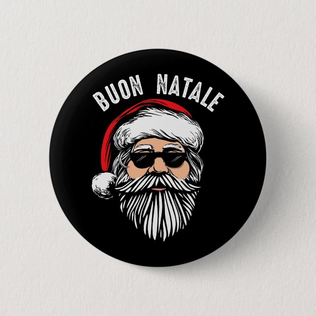 Badge Rond 5 Cm Buon natale italien santa claus babbo drôle christ (Devant)