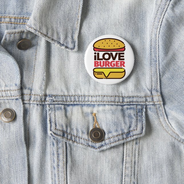 Badge Rond 5 Cm Burger boutons Lover (En situation)