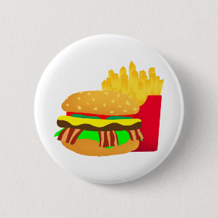 Badge Rond 5 Cm Burger et frites