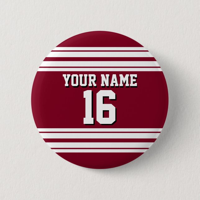 Badge Rond 5 Cm Burgundy White Team Jersey Numéro personnalisé Nom (Devant)