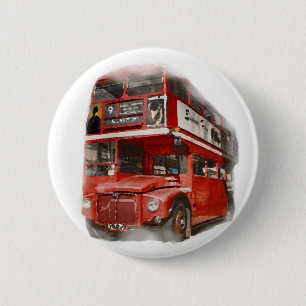 Badge Rond 5 Cm Bus Old Red London