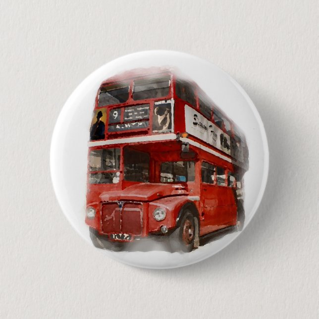 Badge Rond 5 Cm Bus Old Red London (Devant)