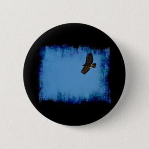 Badge Rond 5 Cm Buse à queue rouge en vol