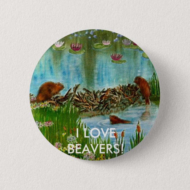 Badge Rond 5 Cm BUSY BEAVER KIDS cadeaux (Devant)