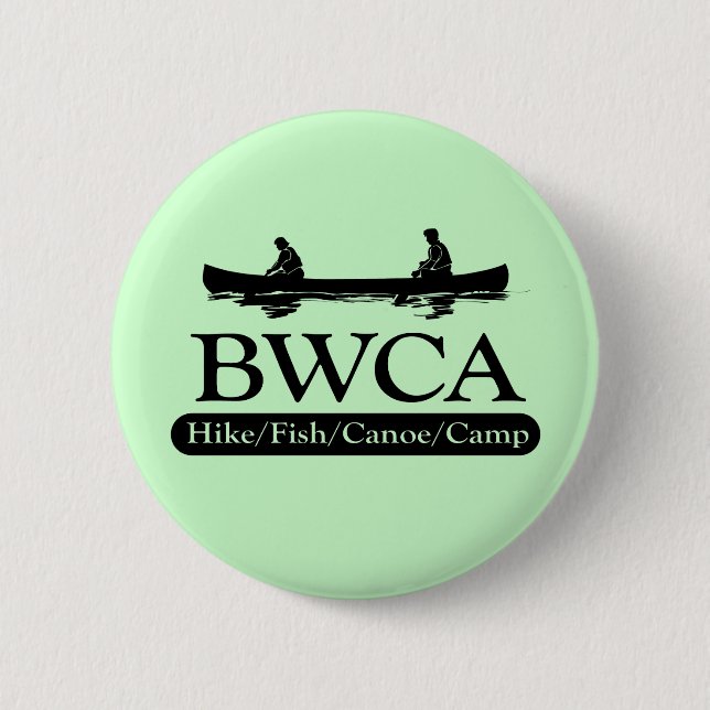 Badge Rond 5 Cm BWCA / Randonnée Fish Canoe Camp (Devant)