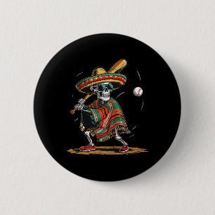 Badge Rond 5 Cm Bysebyll Skeleton Mexicain Sombrero Cinco De Mayo 