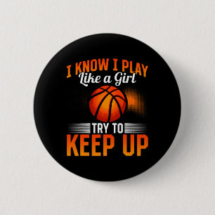 Badge Rond 5 Cm Bysketbyll - Je Sais Que Je Joue Comme Une Fille E