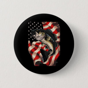 Badge Rond 5 Cm Byss Fishing Drapeau Américain 4 Juillet Pour Pêch
