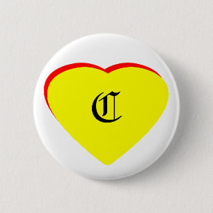 Badge Rond 5 Cm "C" Coeur Jaune Rouge Faire-part de mariage Le MUS