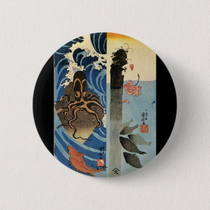Badge Rond 5 Cm C. de peinture japonais 1800's