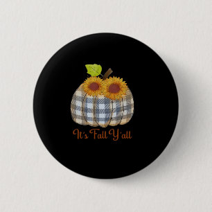 Badge Rond 5 Cm C’est automne Y’all Citrouille Plaid Design Hallow