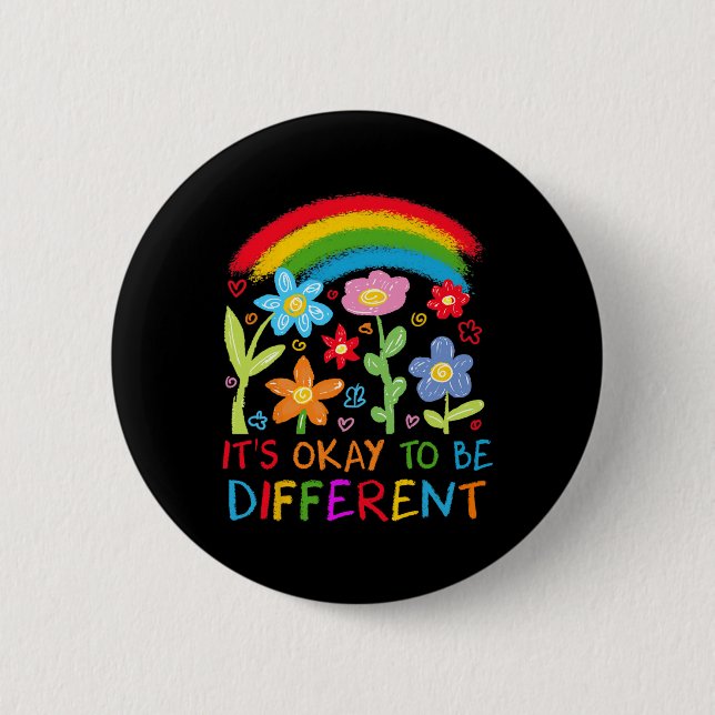 Badge Rond 5 Cm Ça Va Être Un Autisme Différent Rainbow Boho Neuro (Devant)