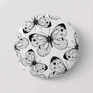 Badge Rond 5 Cm Cabbage butterfly pattern
