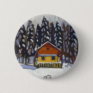 Badge Rond 5 Cm Cabin In Snow