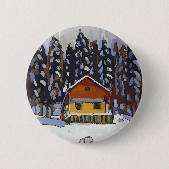 Badge Rond 5 Cm Cabin In Snow (Devant)